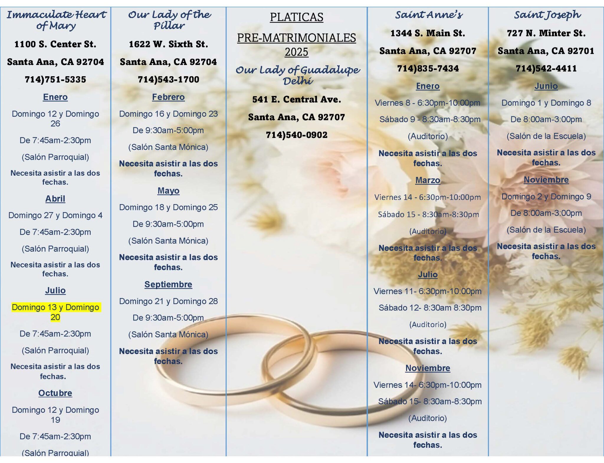 CALENDARIO PLATICAS PREMATRIMONIAL 2025 1